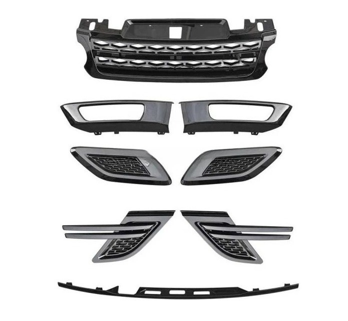 For RR Sport 2014-2017  Front Grille Tail Molding Side Parts Gloss Black Kit  Body Kit